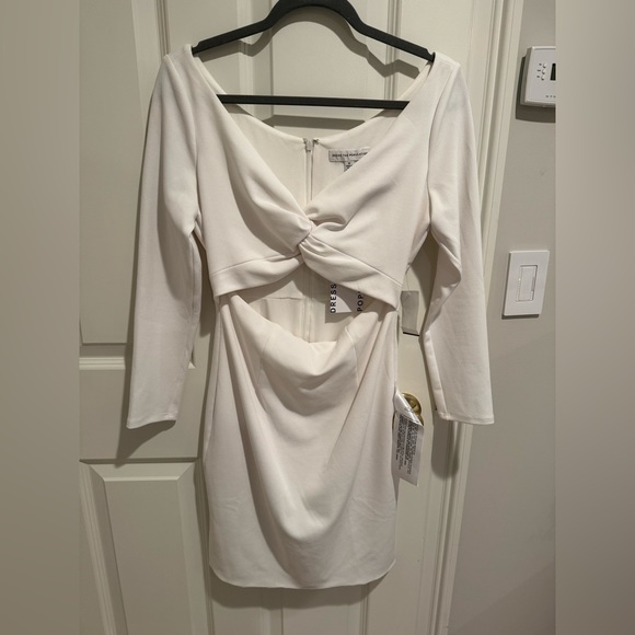 NWT Dress The Population White Jade Cutout Long-Sleeve Mini Dress - Picture 2 of 4